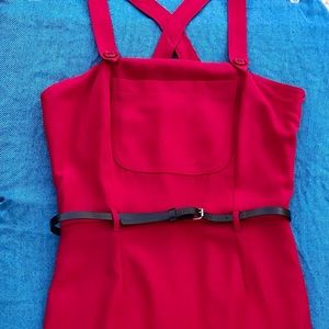 RED HOT Dress - Cross-back / Button-front & Belt